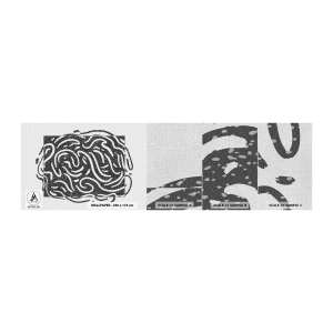 Fotobehang Monster Premium Canvas - Abstractie: vreugdedans - Boho, Zwart en wit, Minimalisme - 100x30 cm