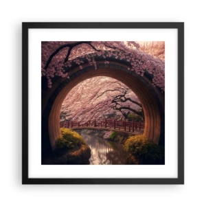 Poster in een zwarte lijst - Japanse lente - 40x40 cm