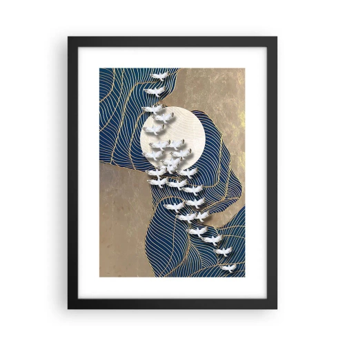 Poster in een zwarte lijst - Vrijheid, dwalen, gemeenschap - 30x40 cm