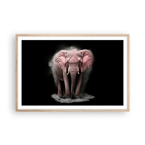 Een poster in een licht eiken lijst - Denk niet aan een roze olifant! - 91x61 cm