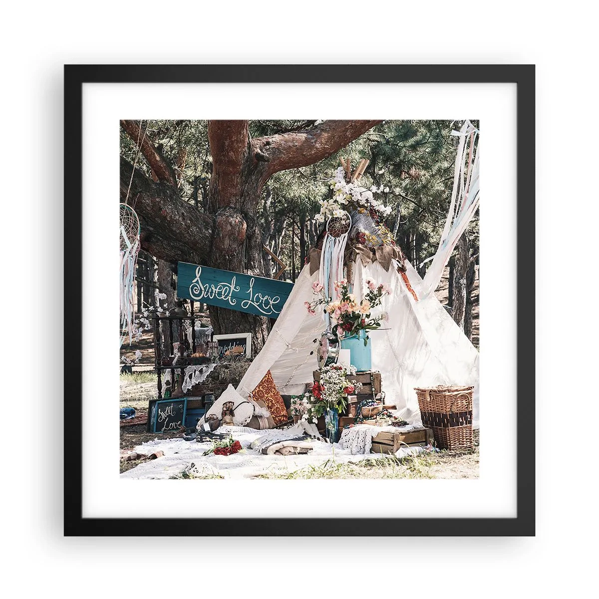 Poster in een zwarte lijst - De liefde bedrijven ... - 40x40 cm