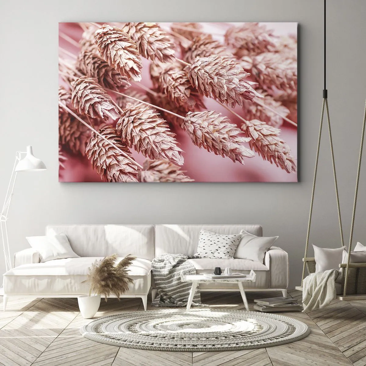 Schilderen op canvas - Een bloemencascade in roze - 100x70 cm