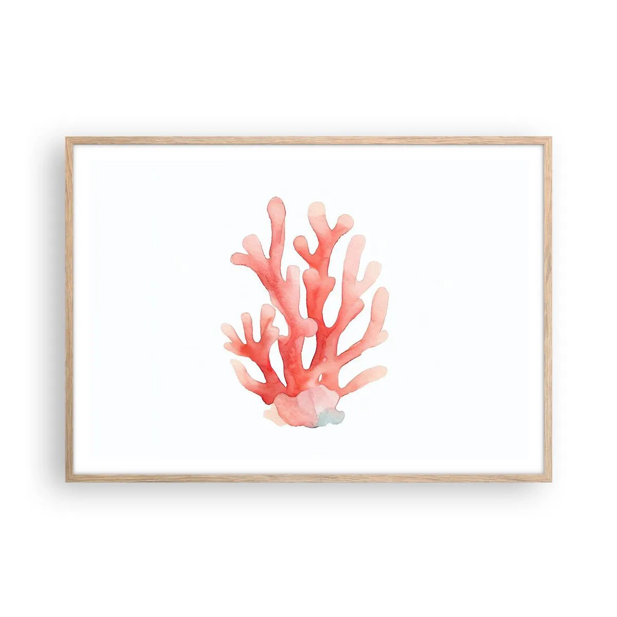 Een poster in een licht eiken lijst - Koraalkleurig koraal - 100x70 cm