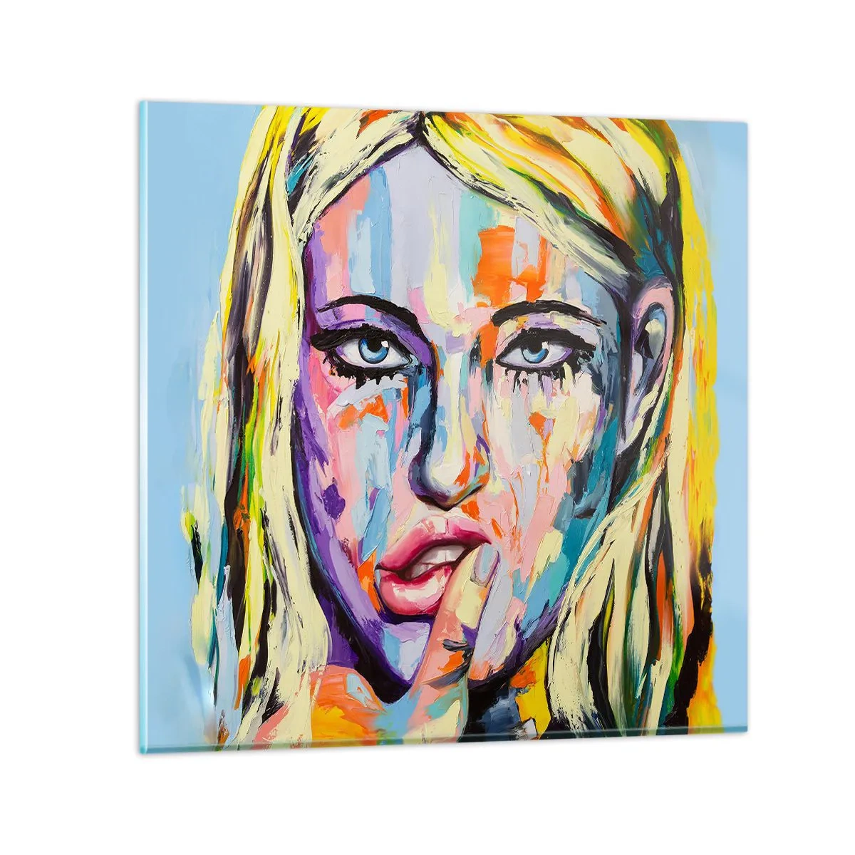 Schilderen op glas - Kijk haar recht in de ogen - 60x60 cm