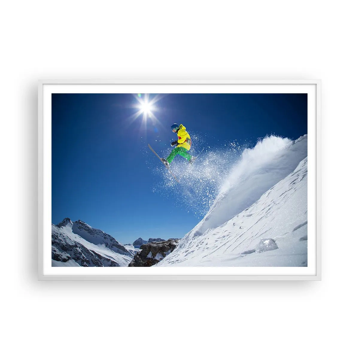 Poster in een witte lijst - Dansend met de bergen - 100x70 cm