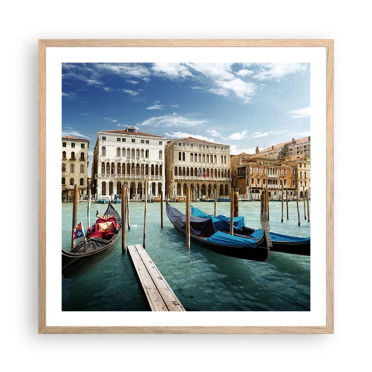 Een poster in een licht eiken lijst - Paleizen in het blauw - 60x60 cm