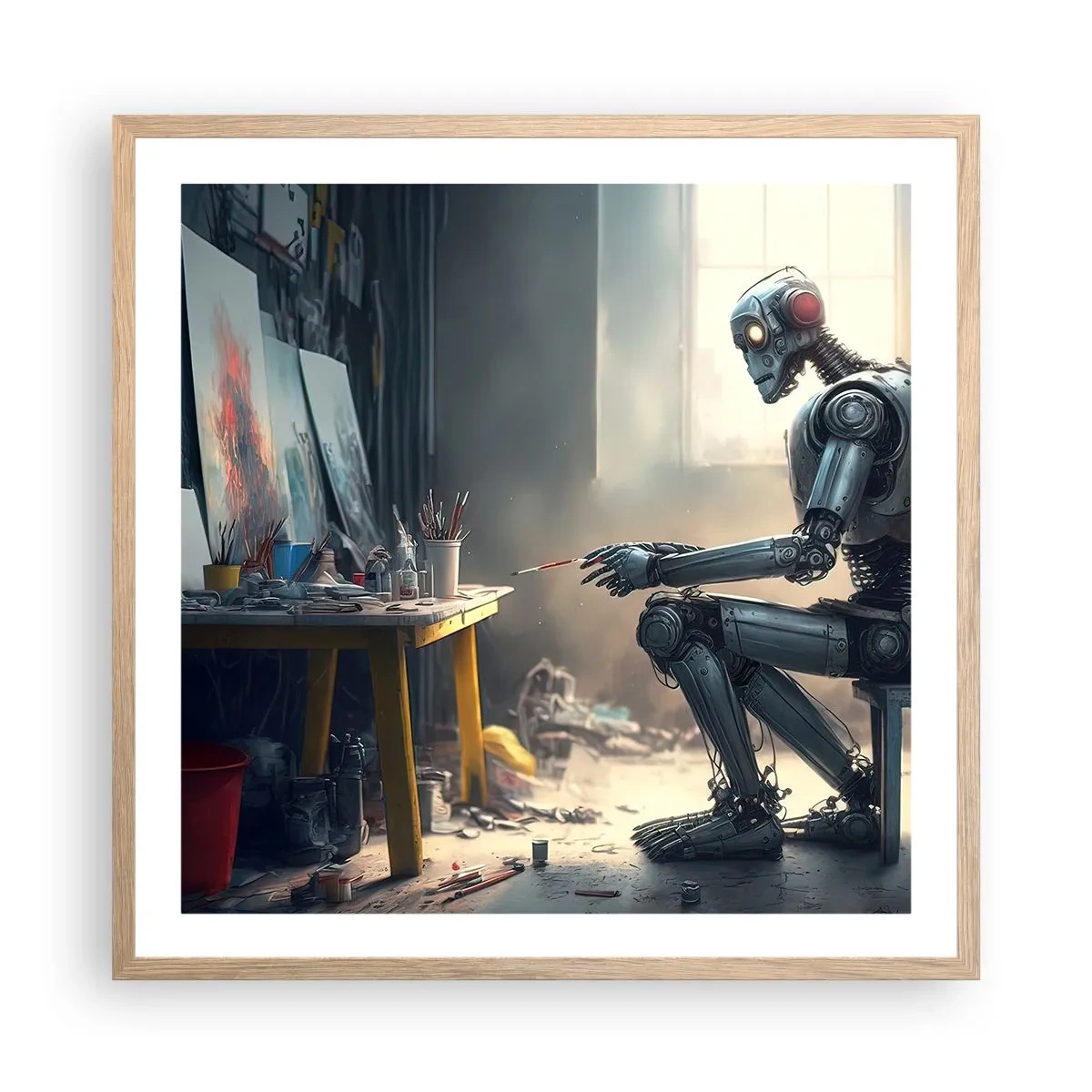 Een poster in een licht eiken lijst - De scheppingsdaad - 60x60 cm