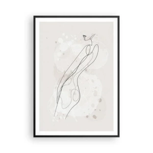 Poster in een zwarte lijst - De blik dwaalt af - 70x100 cm