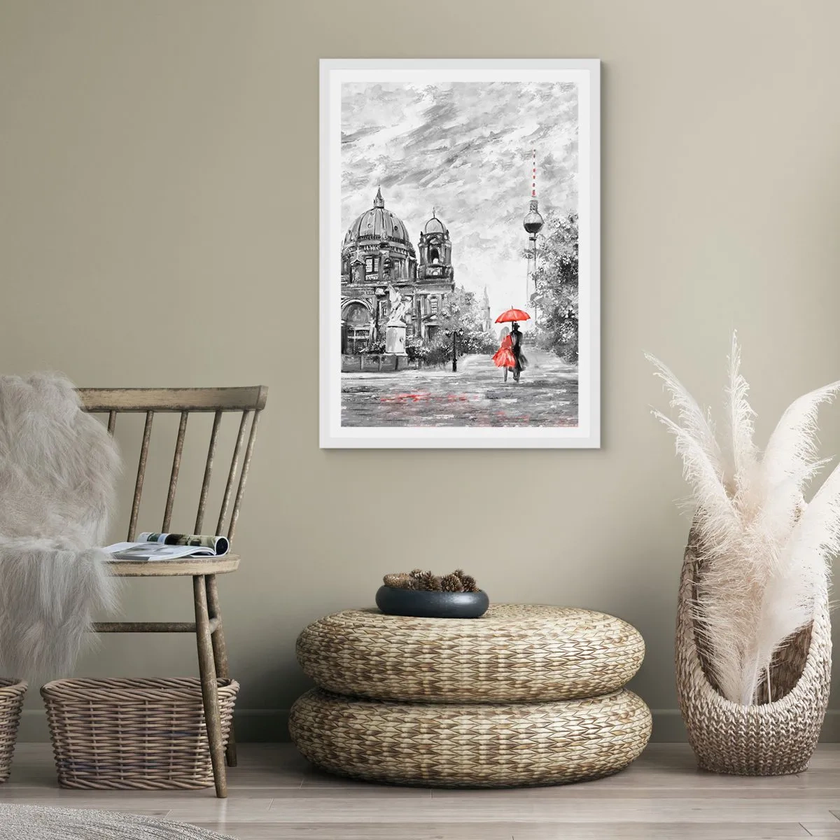 Poster in een witte lijst - Berlijn bijeenkomst - 40x50 cm