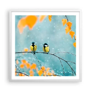 Poster in een witte lijst - Vogelroddel - 60x60 cm