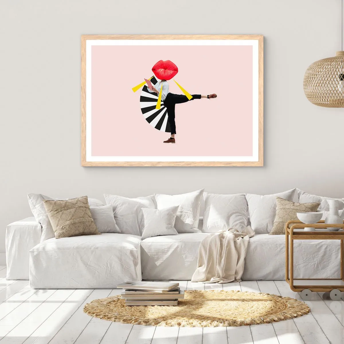 Een poster in een licht eiken lijst - Surrealistische pop-art - 40x30 cm