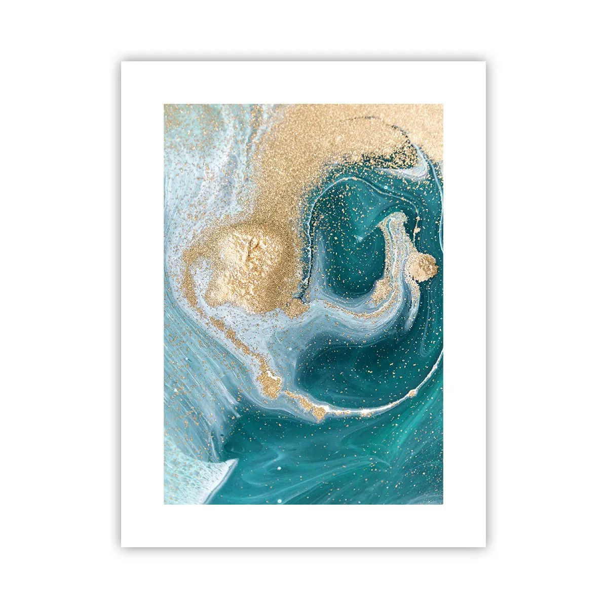 Poster - Een werveling van goud en turkoois - 30x40 cm