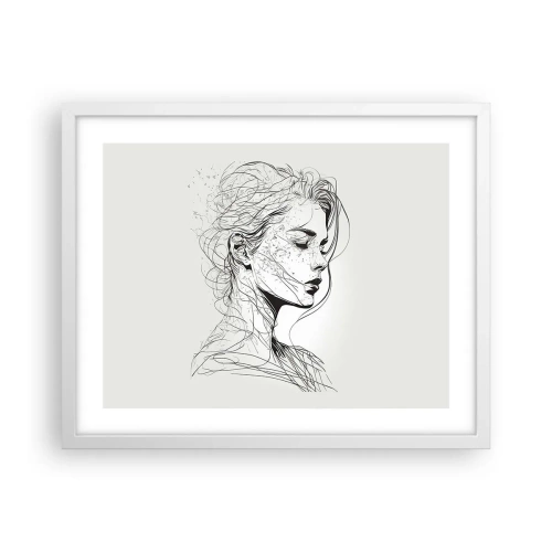 Poster in een witte lijst - Portret in gedachten - 50x40 cm