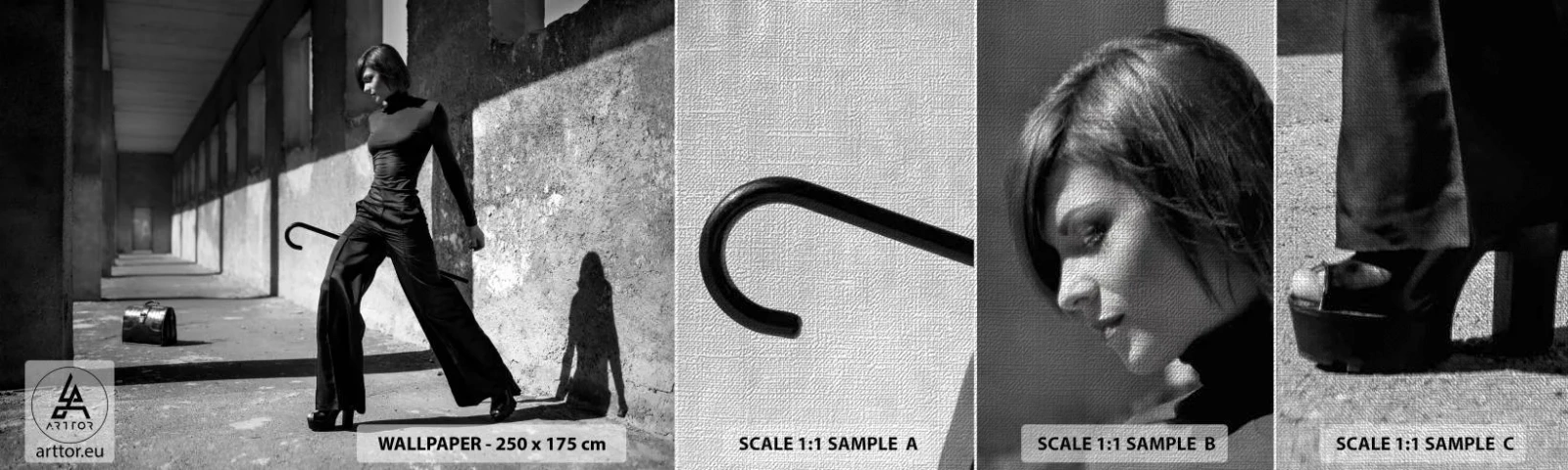 Fotobehang Monster Premium Canvas - Stedelijke elegantie - Vrouw, Mode, Model - 100x30 cm