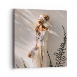 Schilderen op canvas - De zon en het meisje - 30x30 cm