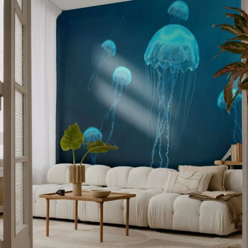 Fotobehang Standard Eco - Oceaandans - Kwallen, Oceaan, Water - 150x105 cm