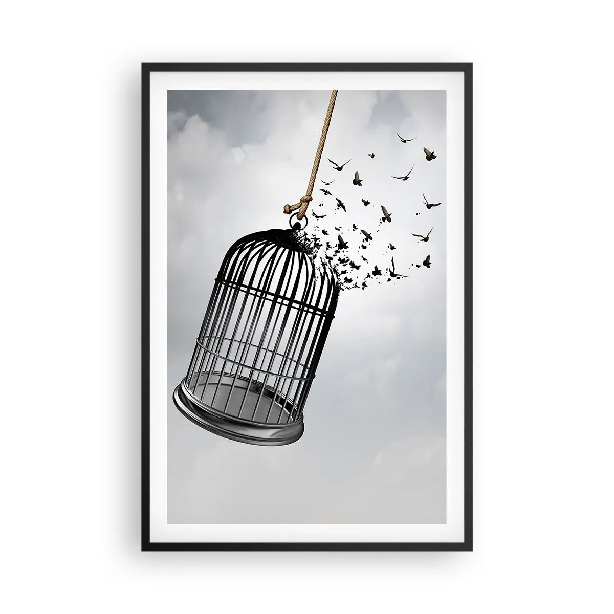Poster in een zwarte lijst - Geloof ... Hoop ... Vrijheid! - 61x91 cm