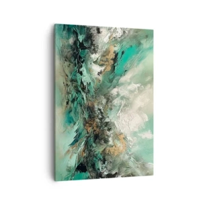 Schilderen op canvas - Emerald en zwarte branding - 50x70 cm