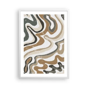 Poster in een witte lijst - Meanders van aardekleuren - 50x70 cm