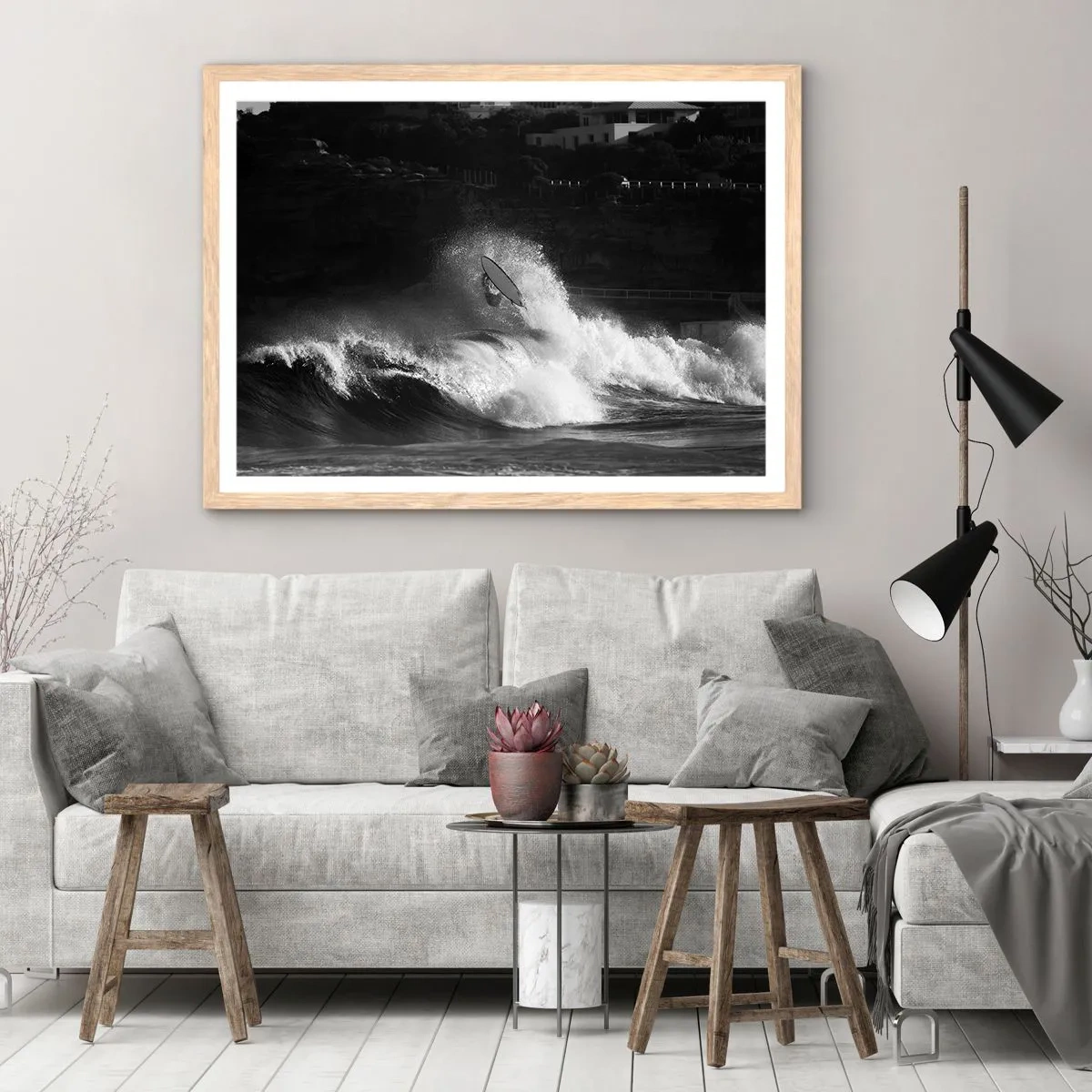 Een poster in een licht eiken lijst - Uitdaging aanvaard! - 100x70 cm