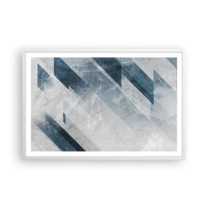 Poster in een witte lijst - Ruimtelijke compositie - grijze beweging - 91x61 cm
