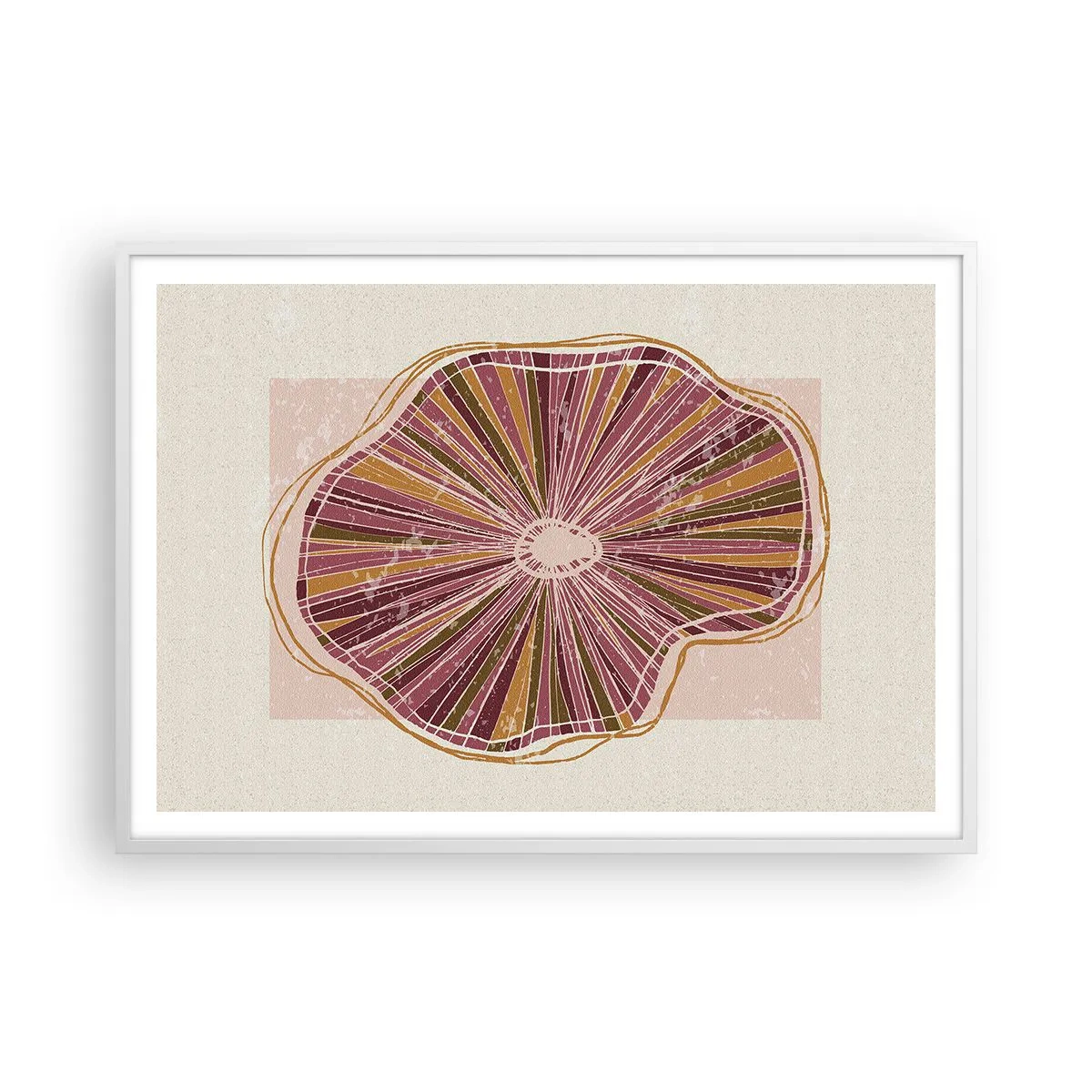 Poster in een witte lijst - Stralende abstractie - 100x70 cm