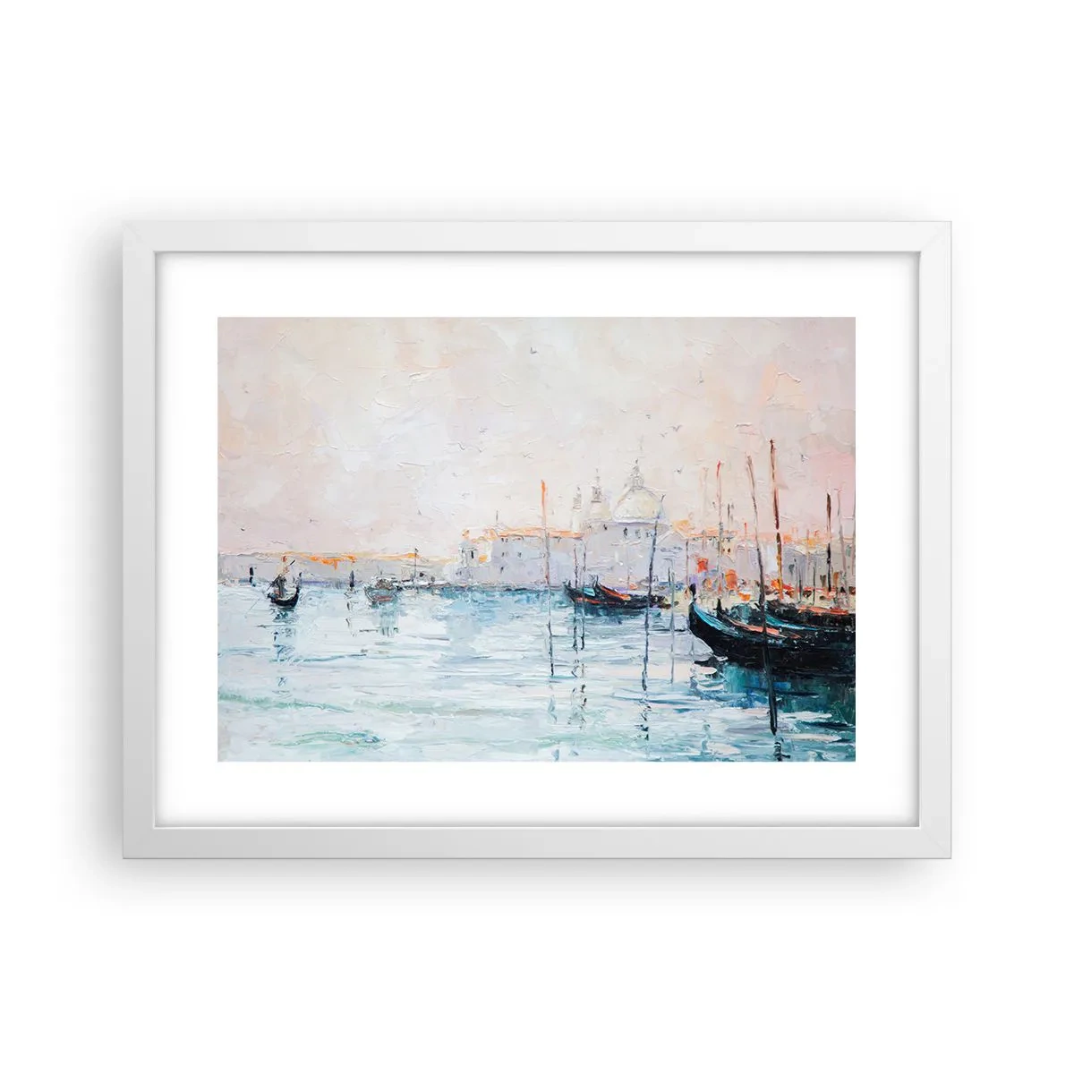 Poster in een witte lijst - Achter het water, achter de mist - 40x30 cm