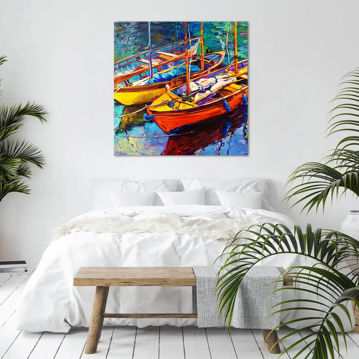 Schilderen op canvas - Op water vol met kleuren - 70x70 cm