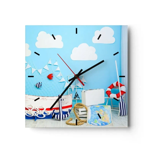 Wandklok - Klok - Het verlangen van een kind naar avontuur - 30x30 cm