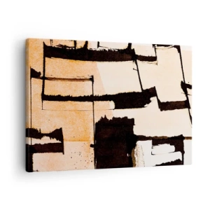 Schilderen op canvas - Geometrische patronen in tinten bruin en beige - 70x50cm - Bestel echter - Moderne wanddecoratie voor woonkamer en slaapkamer ARTTOR