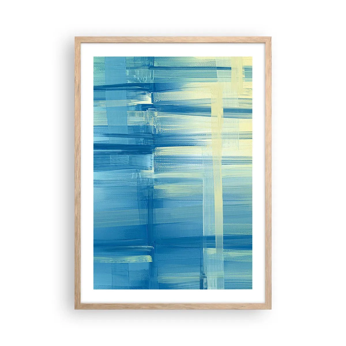 Een poster in een licht eiken lijst - Compositie in turkoois - 50x70 cm