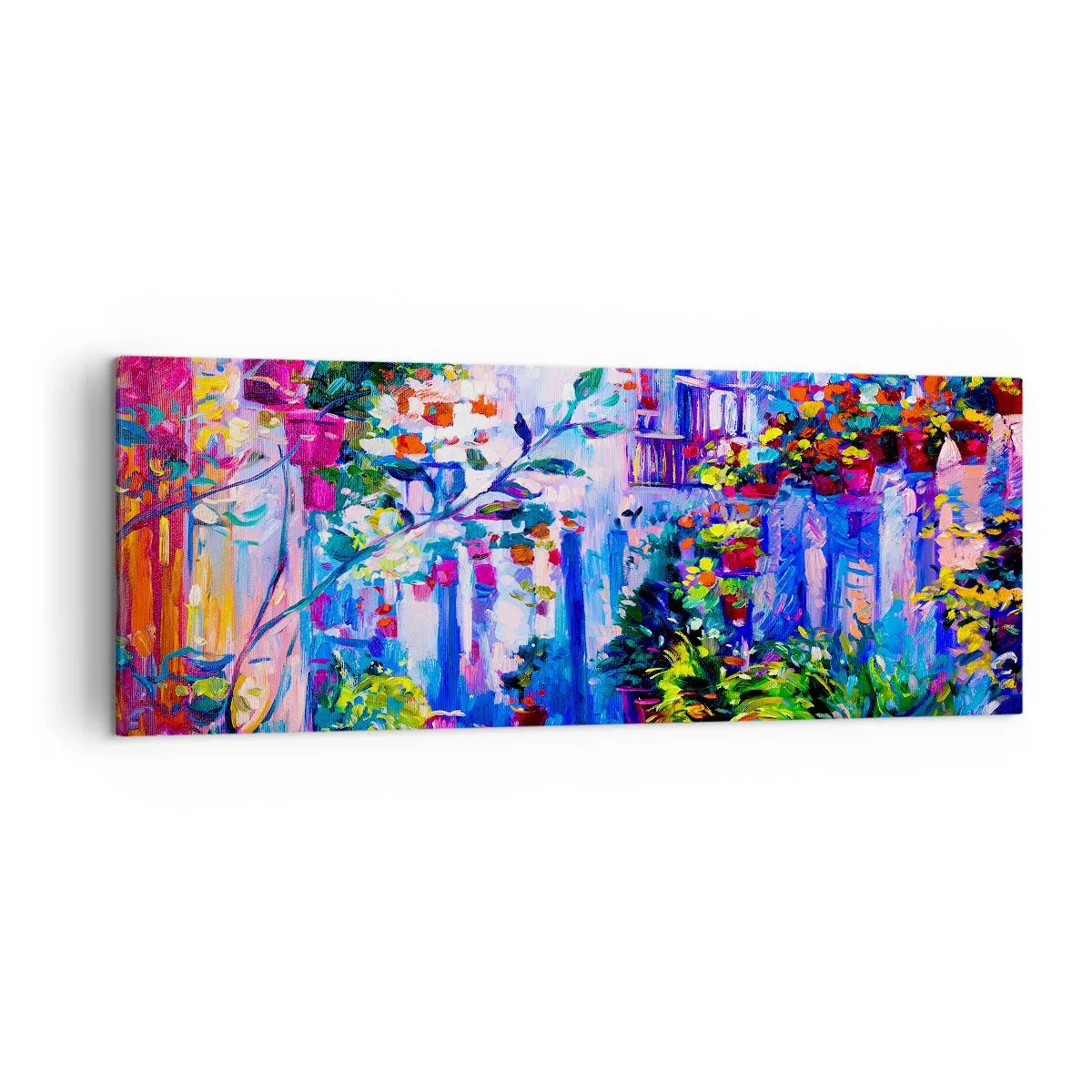 Schilderen op canvas - Impressie - een Italiaanse straat - 140x50 cm