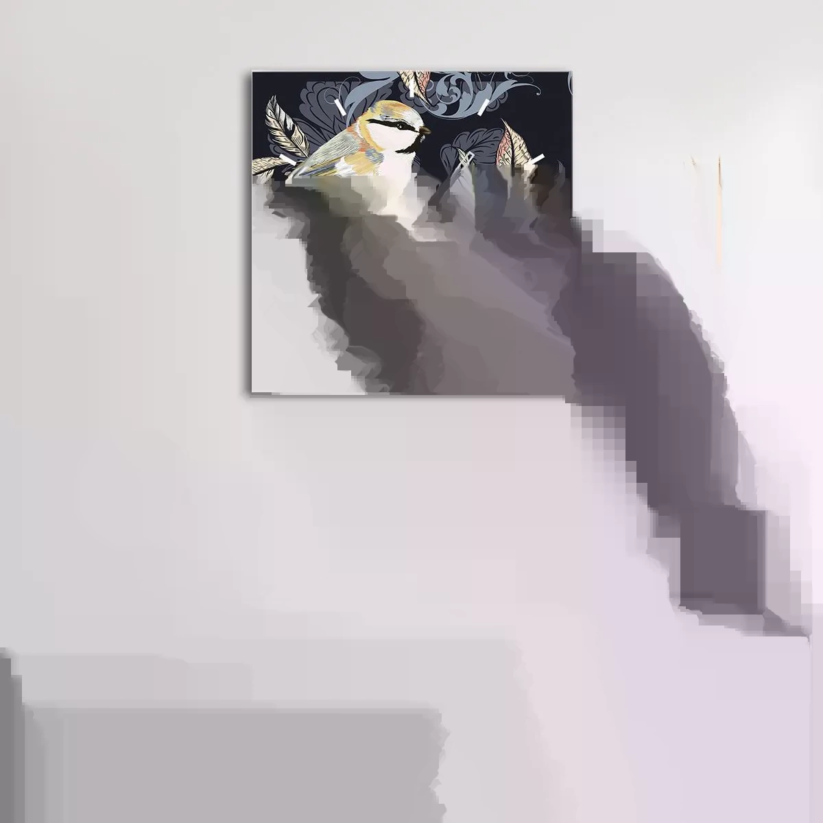 Wandklok - Klok - Geel-blauwe triller - 30x30 cm