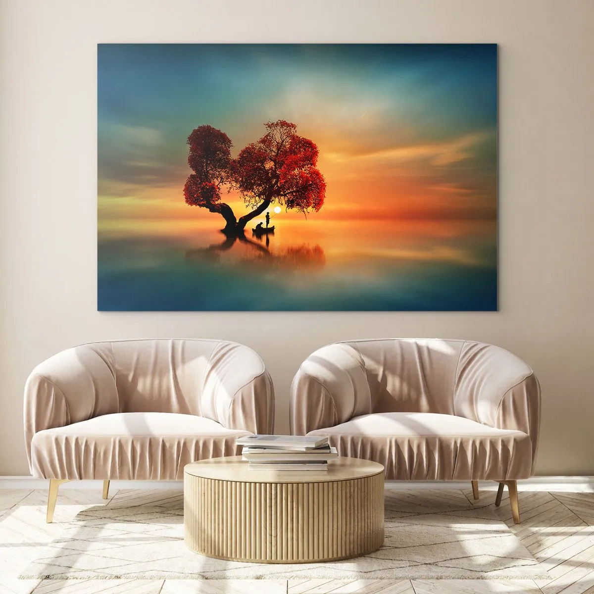 Schilderen op glas - Afstanders en de stilte van de wereldlozen - 100x70 cm