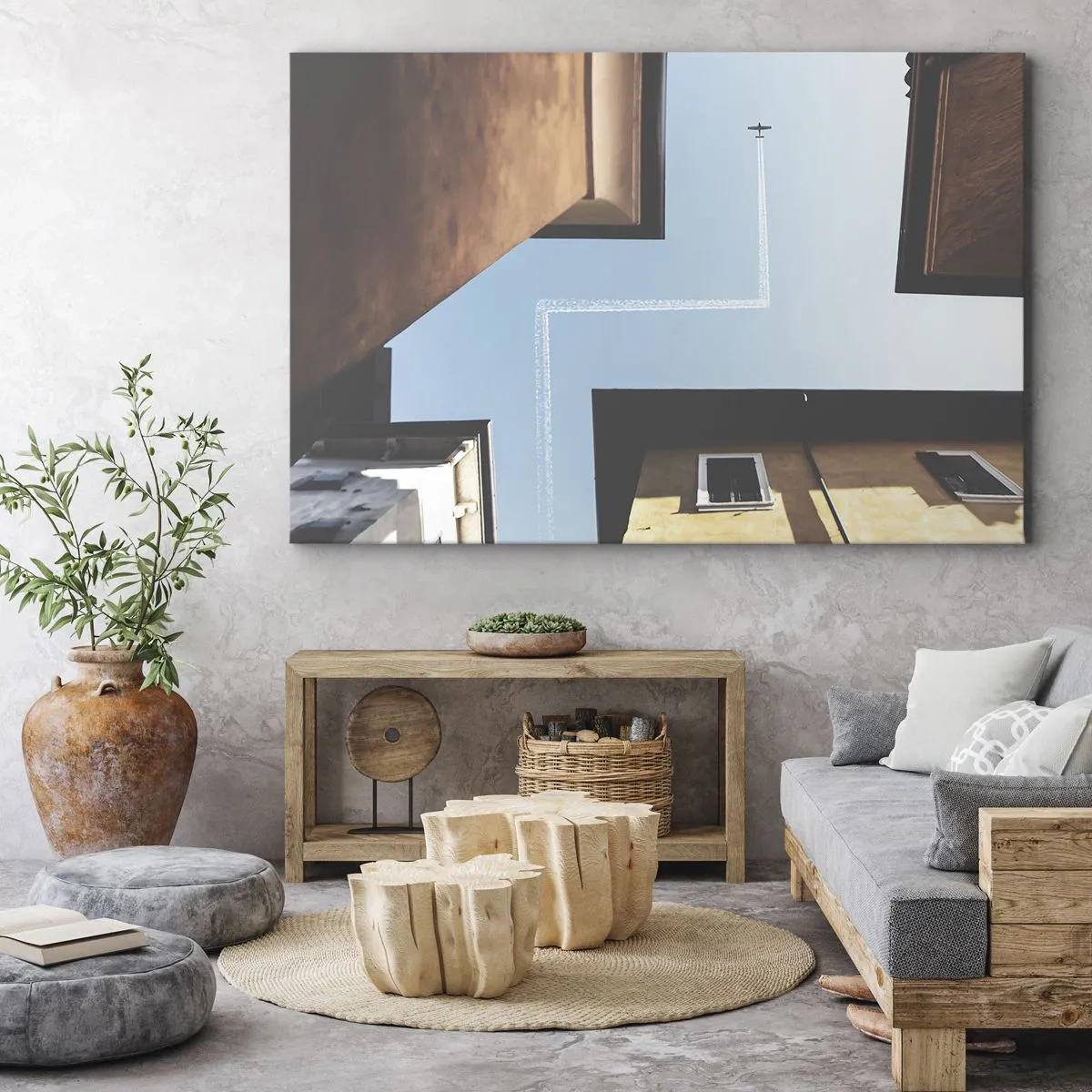 Schilderen op canvas - Boven het doolhof van de stad - 120x80 cm