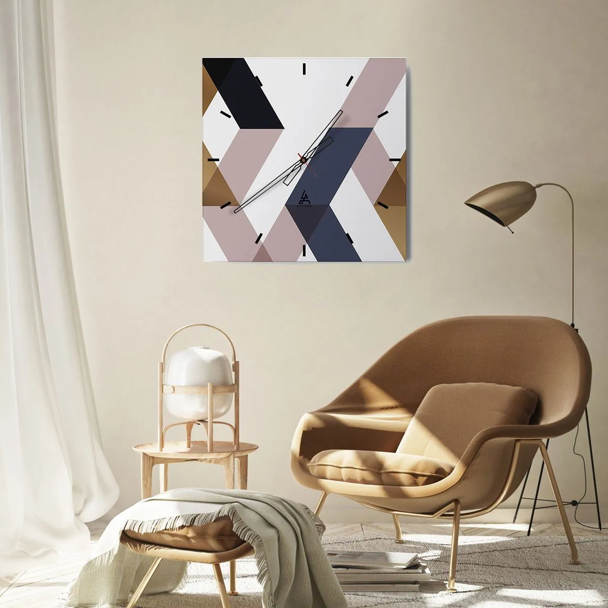 Wandklok - Klok - Vlakken en hoeken - 30x30 cm