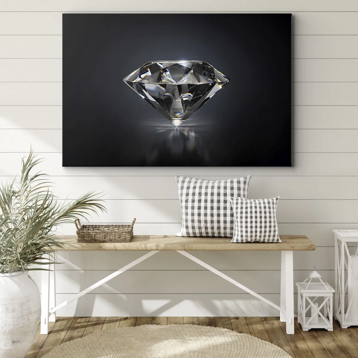 Schilderen op canvas - Een artistieke kijk op een diamant op een donkere achtergrond - 70x50cm - Beste vriendinnen - Moderne wanddecoratie voor woonkamer en slaapkamer ARTTOR
