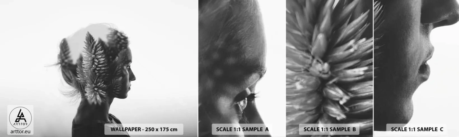 Fotobehang Monster Zelfklevend Deluxe Sticker - Vrouwe van het dennenbos - Abstractie, Vrouw, Deel - 100x30 cm