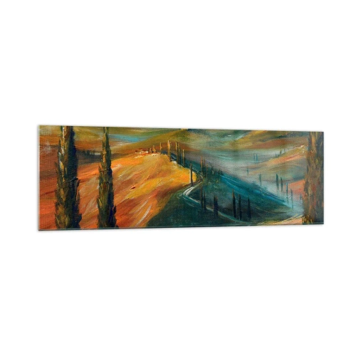 Schilderen op glas - Toscaans landschap - 160x50 cm