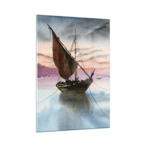 Schilderen op glas - Avond in de haven - 50x70 cm