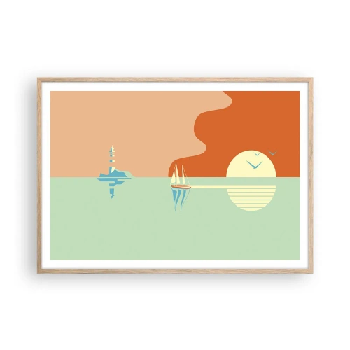 Een poster in een licht eiken lijst - Het perfecte zeelandschap - 100x70 cm
