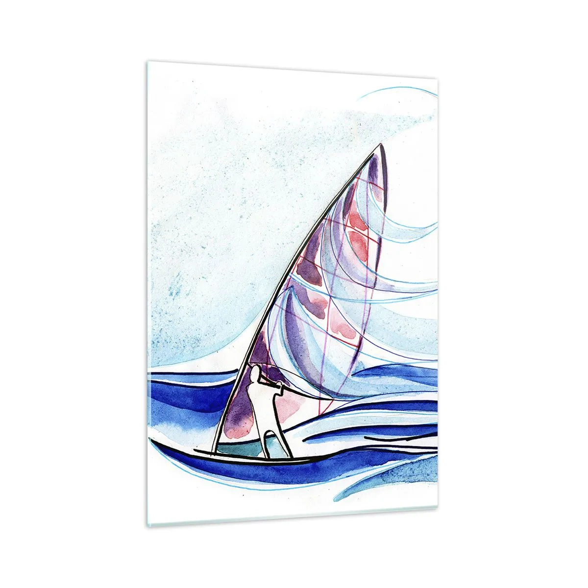 Schilderen op glas - Met de wind op het ritme van de golven - 50x70 cm