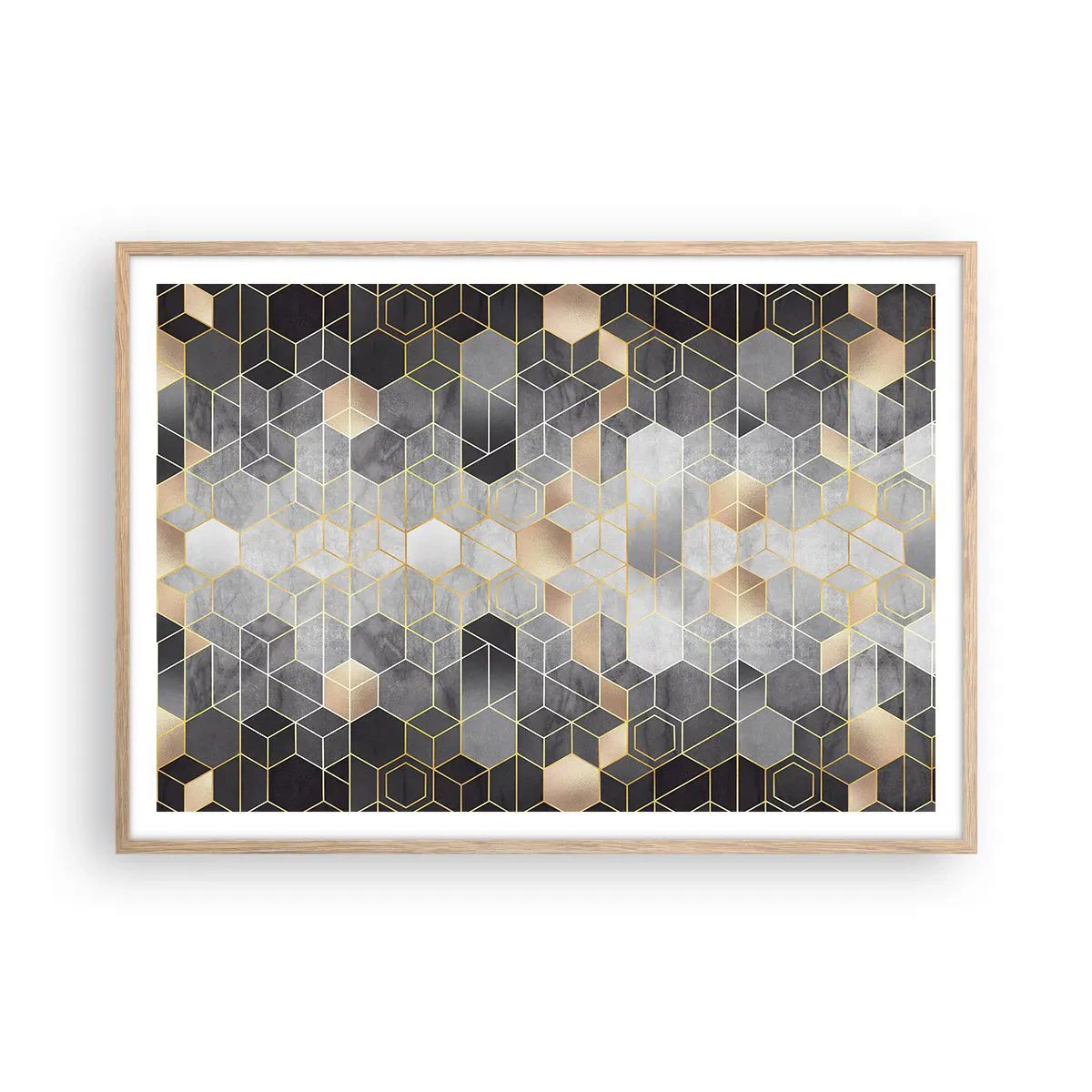 Een poster in een licht eiken lijst - Diamant samenstelling - 100x70 cm