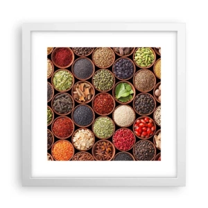 Poster in een witte lijst - Alle smaken van de wereld - 30x30 cm