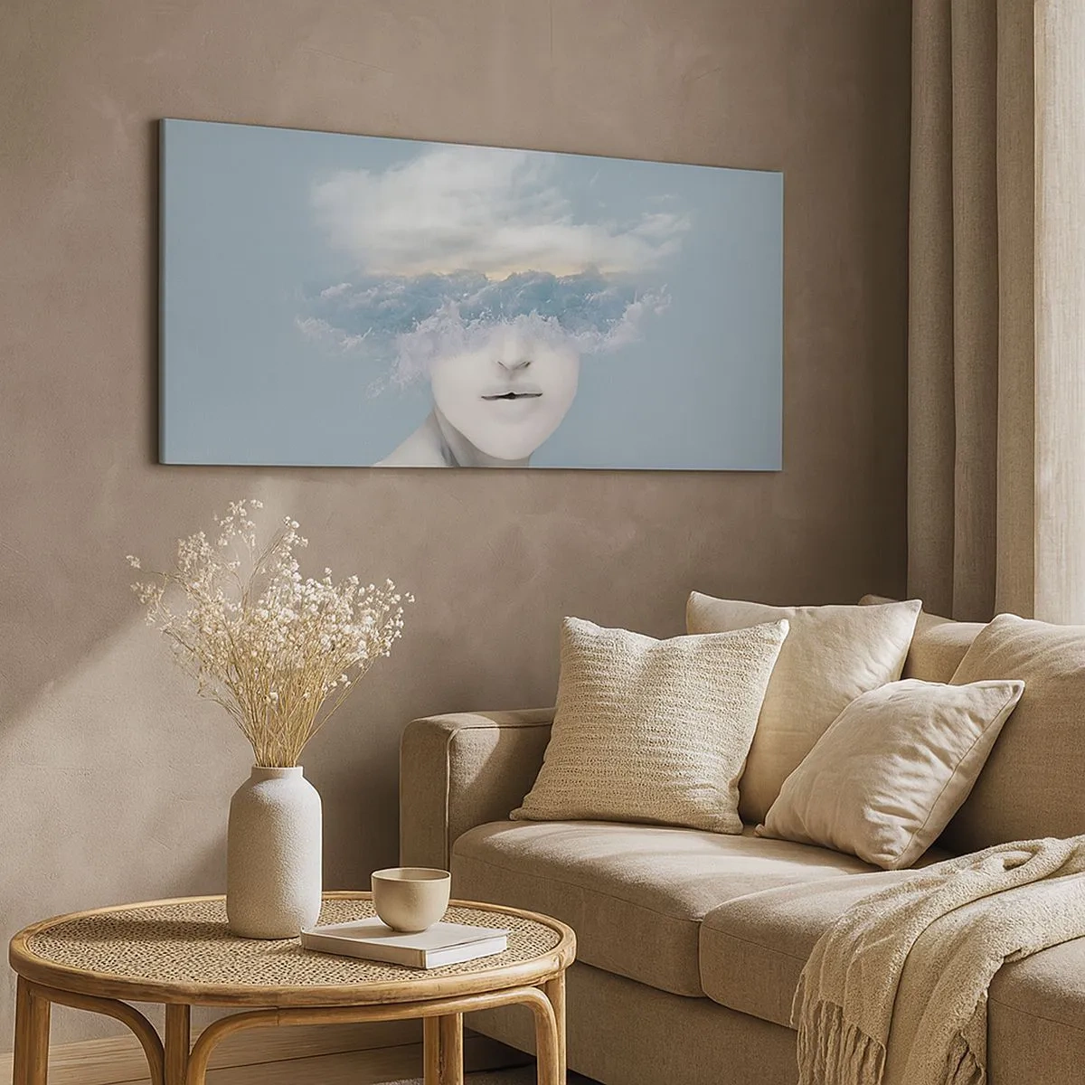 Schilderen op canvas - Met hoofd in de wolken - 100x40 cm