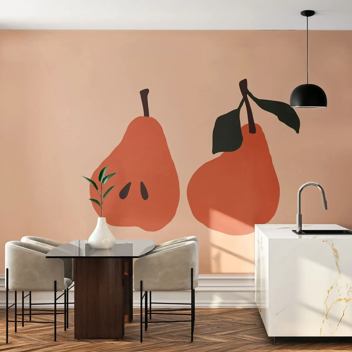 Fotobehang Standard Eco - Zoetheid zelf - Peer, Fruit, Minimalistisch - 150x105 cm