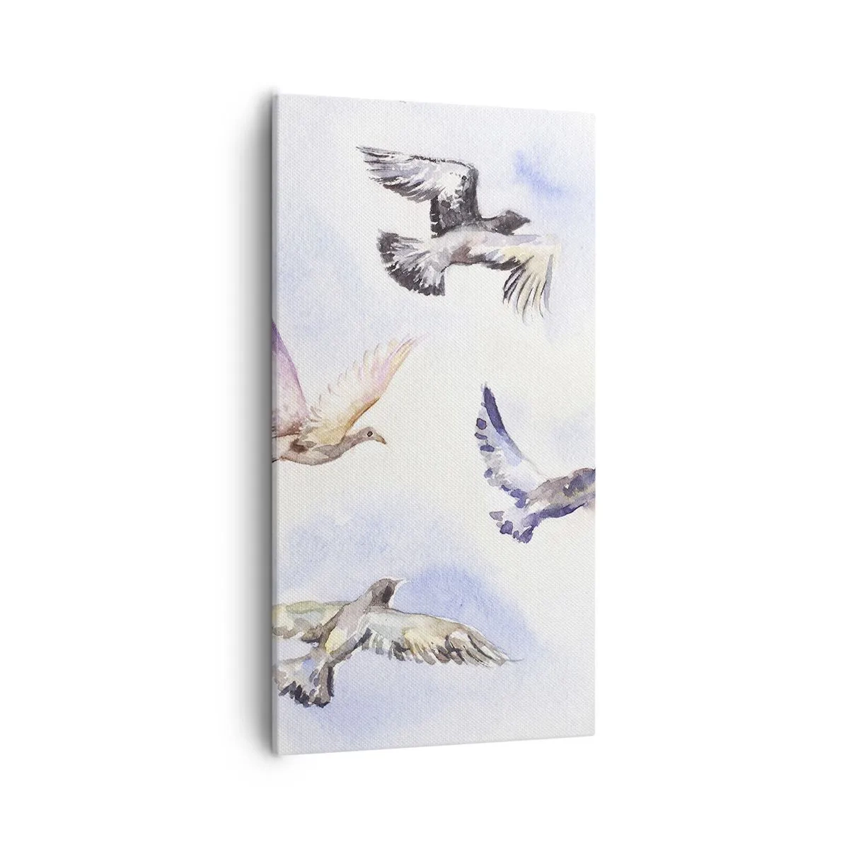 Schilderen op canvas - Vrijheid in grijs en blauw - 55x100 cm