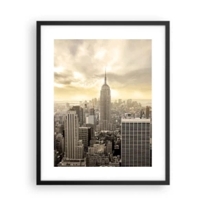 Poster in een zwarte lijst - New York geweven van grijs - 40x50 cm