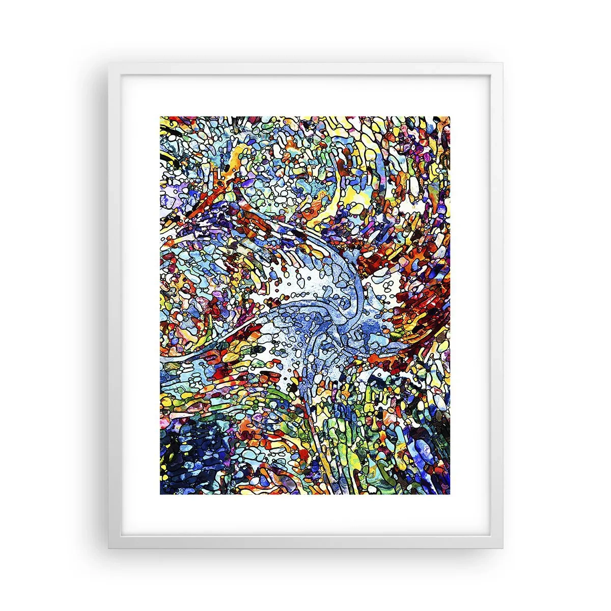 Poster in een witte lijst - Glas in lood druppel - 40x50 cm