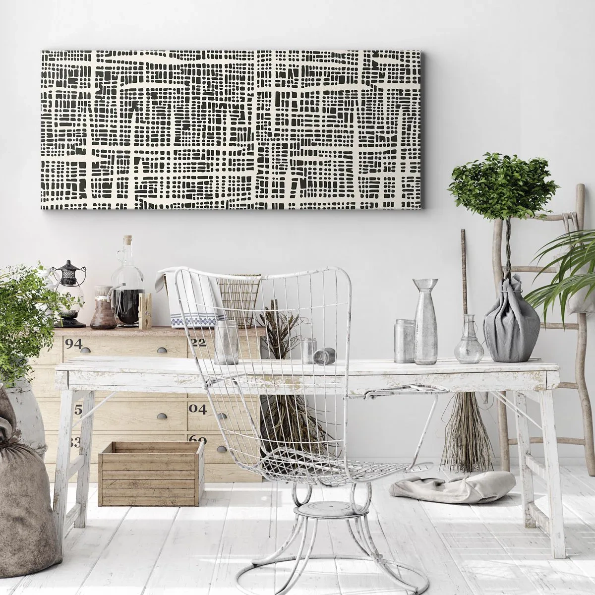 Schilderen op canvas - Geweven compositie - 90x30 cm